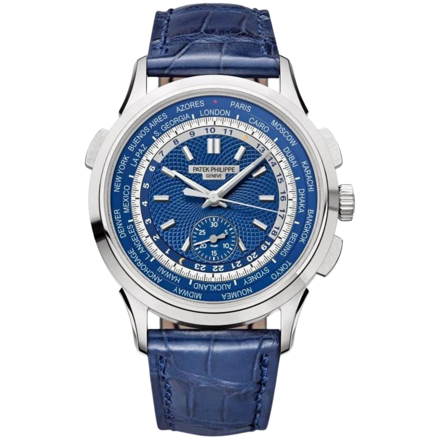 Patek Philippe Complications Ref. 5930G White Gold World Timer Blue Dial