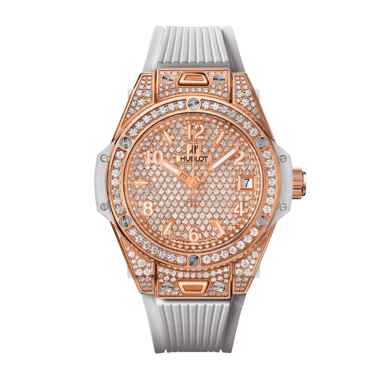 Big Bang 39mm ONE CLICK KING GOLD WHITE FULL PAVÉ