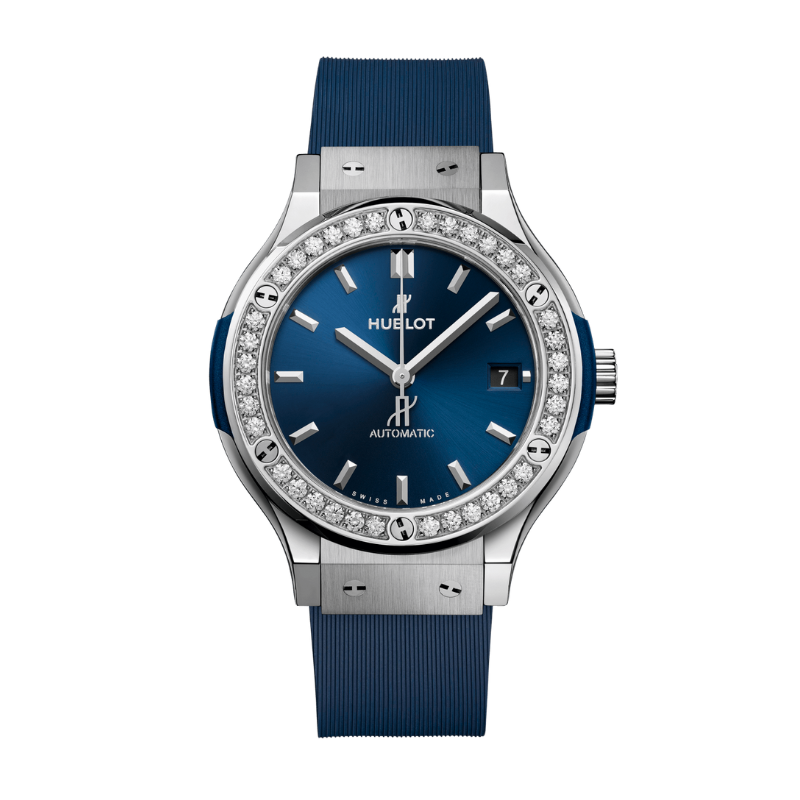 CLASSIC FUSION 3-HANDS 38MM TITANIUM BLUE DIAMONDS