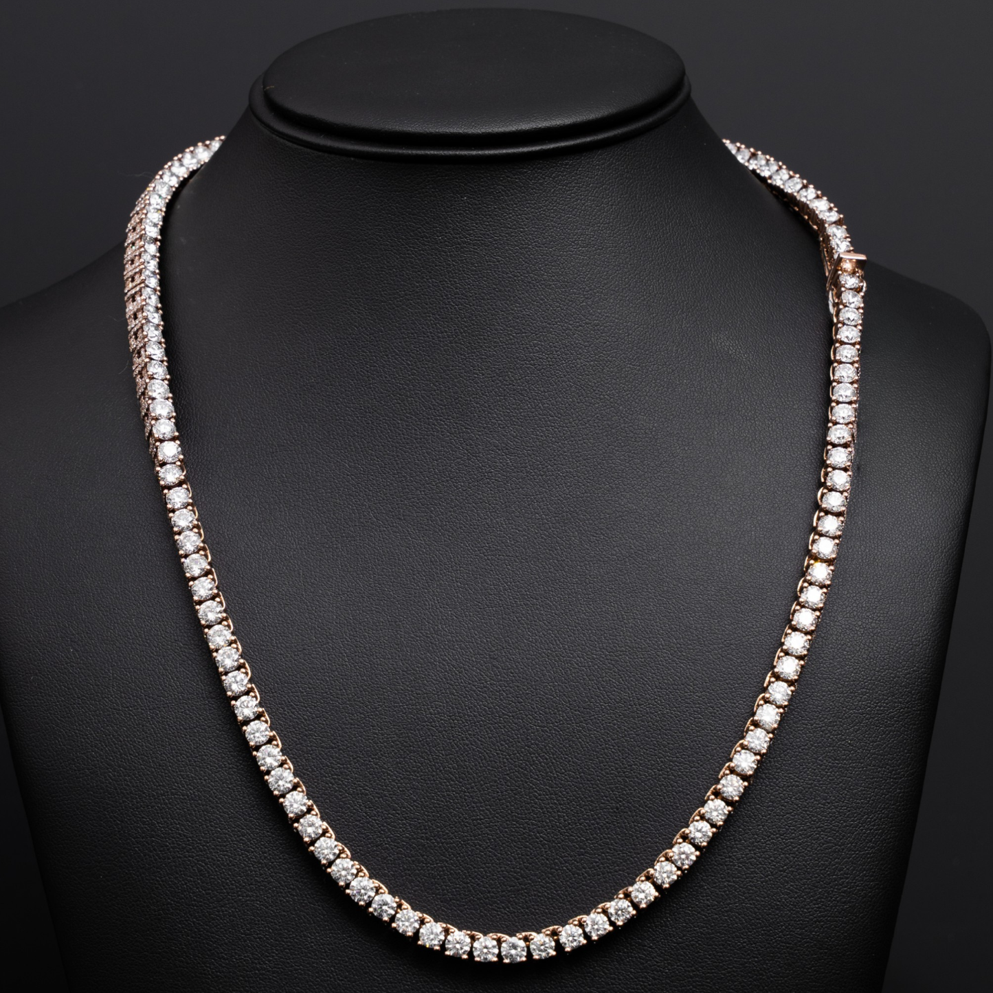 Tennis Chain - Rose Gold - 30 Pointers * 118 Stones:35.5CTW - 14KT - 77 Grams - Color I/F- Clarity VS1/SI1 (1,416 Stones on the side throughout the chain *0.005:7.5CTW ) 21 Inches