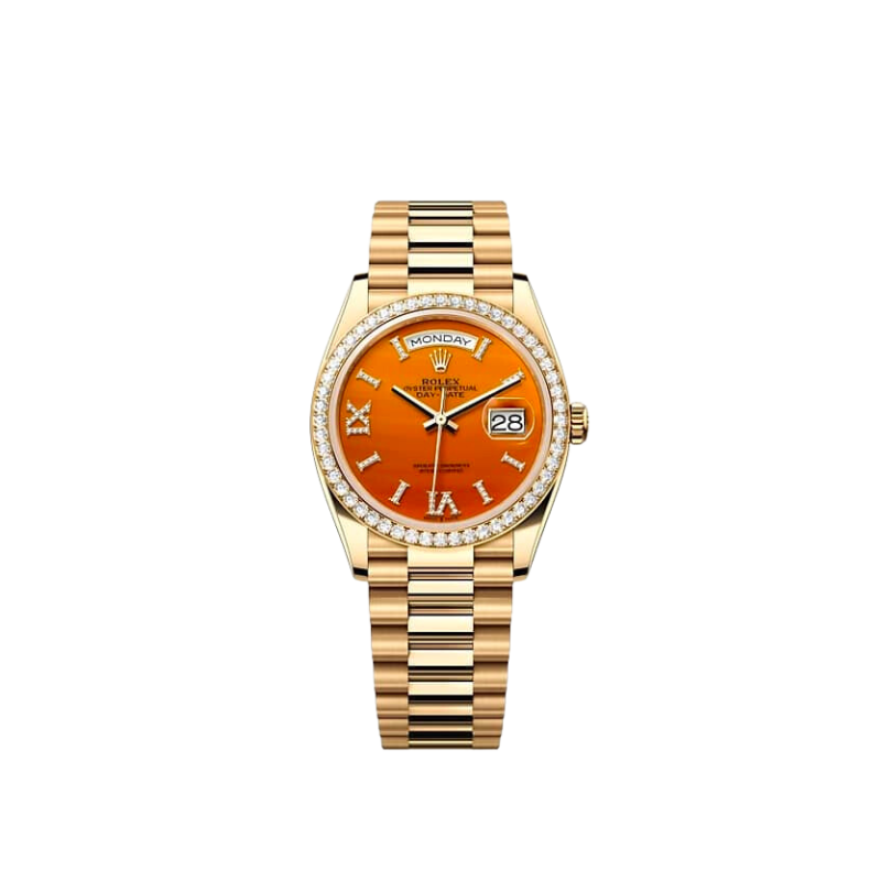 Day-Date 36 36MM Yellow Gold Carnelian Dial with Factory Set Bezel