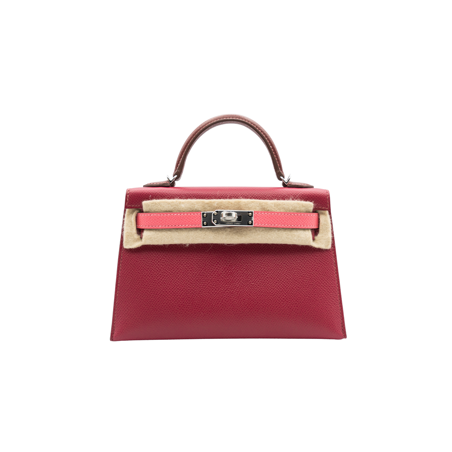 Hermes Birkin K20 Mini Kelly Tricolore Rubis x Rose Azalee x Rouge H Stamp Epsom Leather PHW