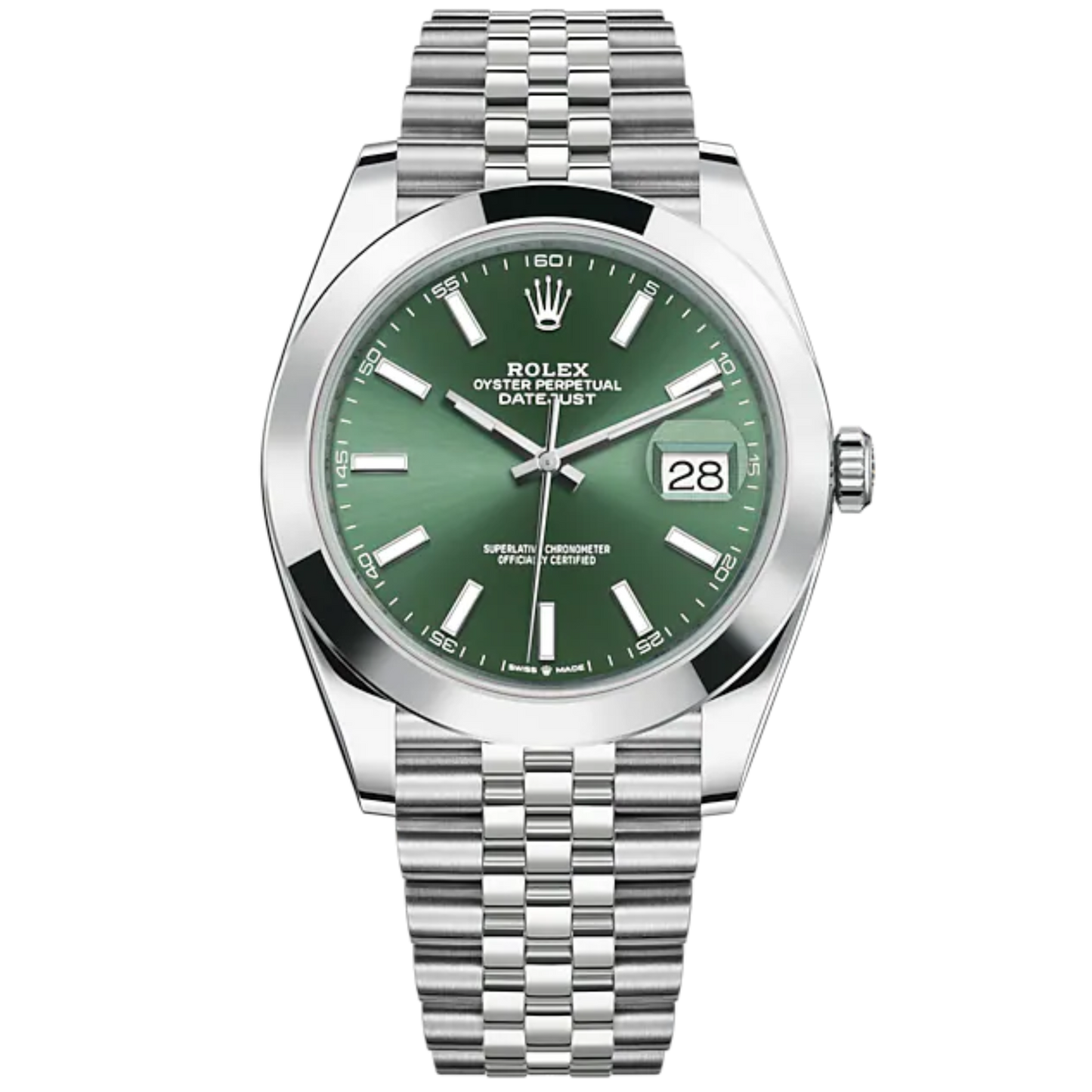 Rolex Datejust Ref. 126300 41MM Stainless Steel on Jubilee Mint Green Dial Smooth Bezel