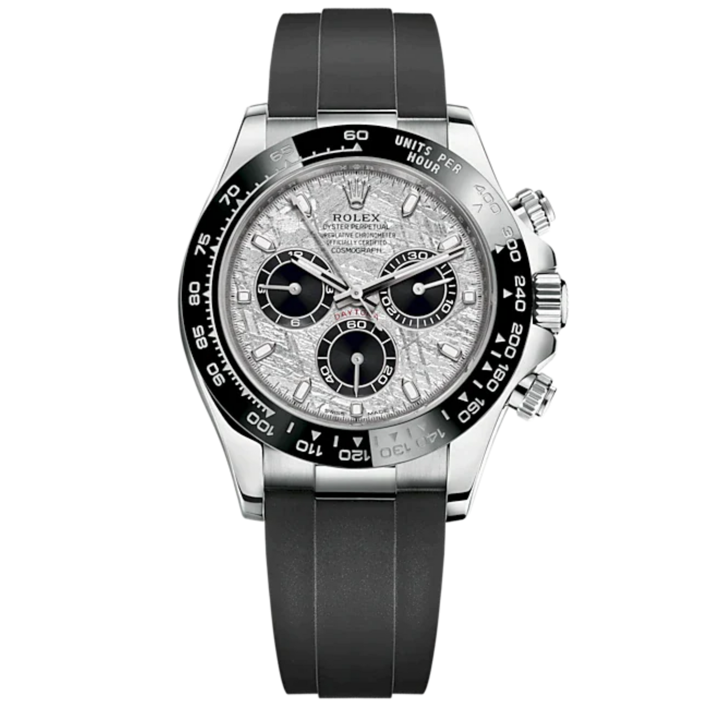 Cosmograph Daytona 40MM Oysterflex Bracelet 18 CT White Gold With Steel and Black Dial Black Cerachrom Bezel