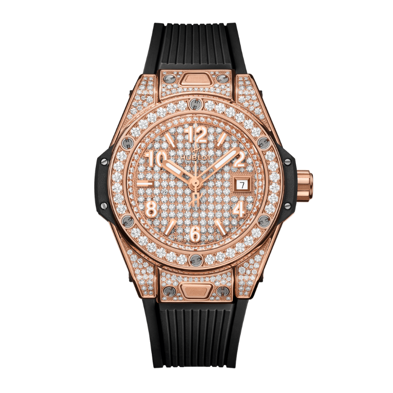 Big Bang 33mm ONE CLICK KING GOLD FULL PAVÉ