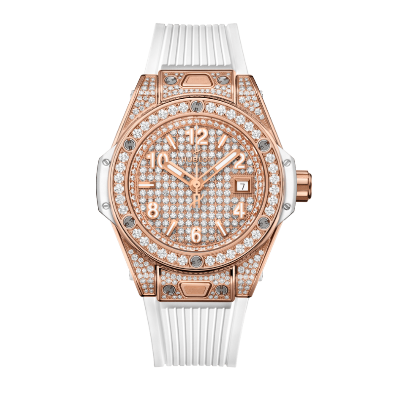 Big Bang 33mm ONE CLICK KING GOLD WHITE FULL PAVÉ