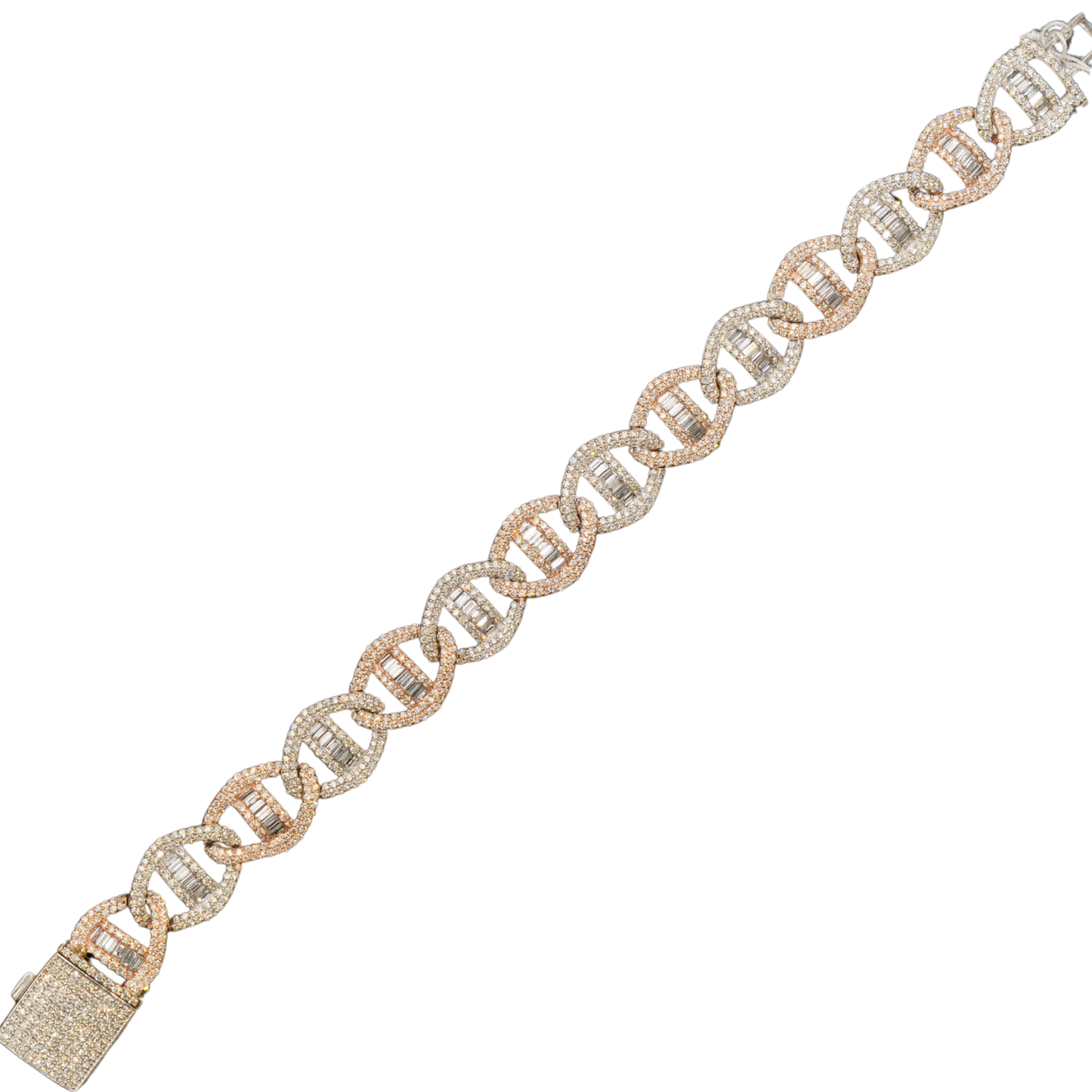 10k 2-tone Rose & White Gold "Anchor link" Bracelet - 8 inches - 13mm - 49.3 grams - 6.99 cts