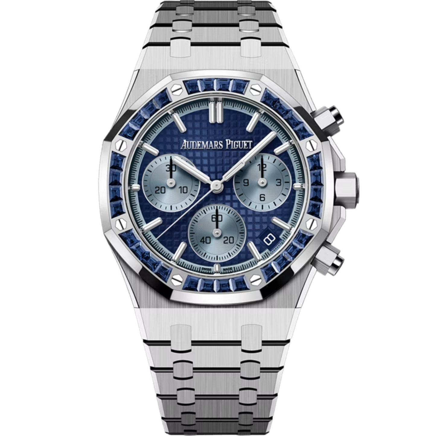 Audemars Piguet Royal Oak Chronograph Ref. 26240BC.SS.1320BC.01 41MM White Gold Blue Dial JAPAN EDITION with Factory Set Sapphire Bezel
