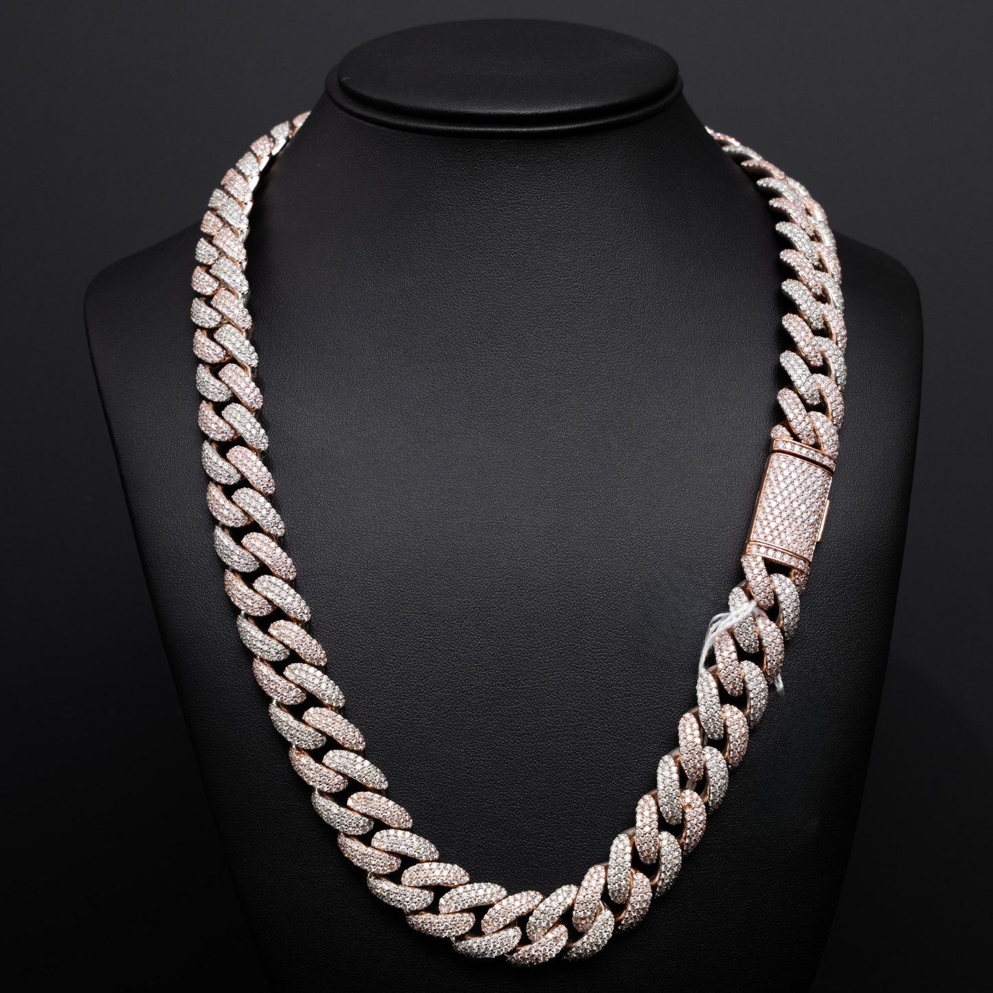 Cuban Link Chain Two Tone ( 10KT Rose/White Gold ) ( 24 Inches ) ( 45 CTW Diamond Weight ) ( 375 Grams )