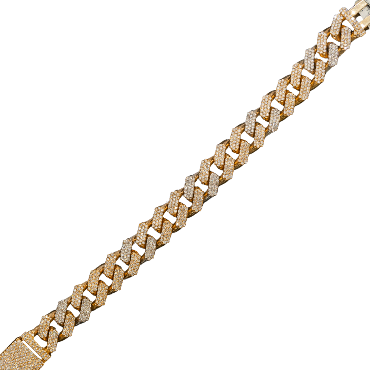 Cuban Two Tone Iced Out Bracelet Yellow/White