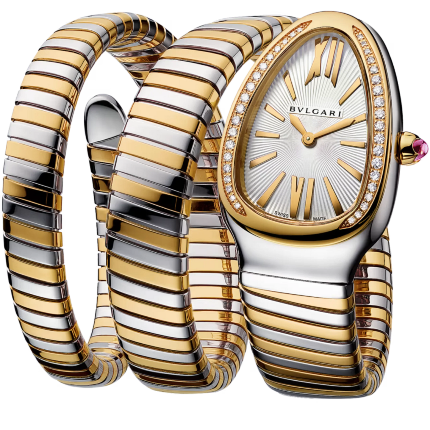 Bvlgari Ref. 103797 Bvlgari Serpenti Two Tone White Dial Diamond Bezel Double Coil