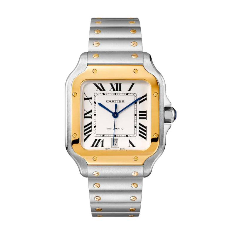 WGSA0029 Yellow Gold Santos De Cartier Large Preowned Complete with Box and Papers (Open Date)