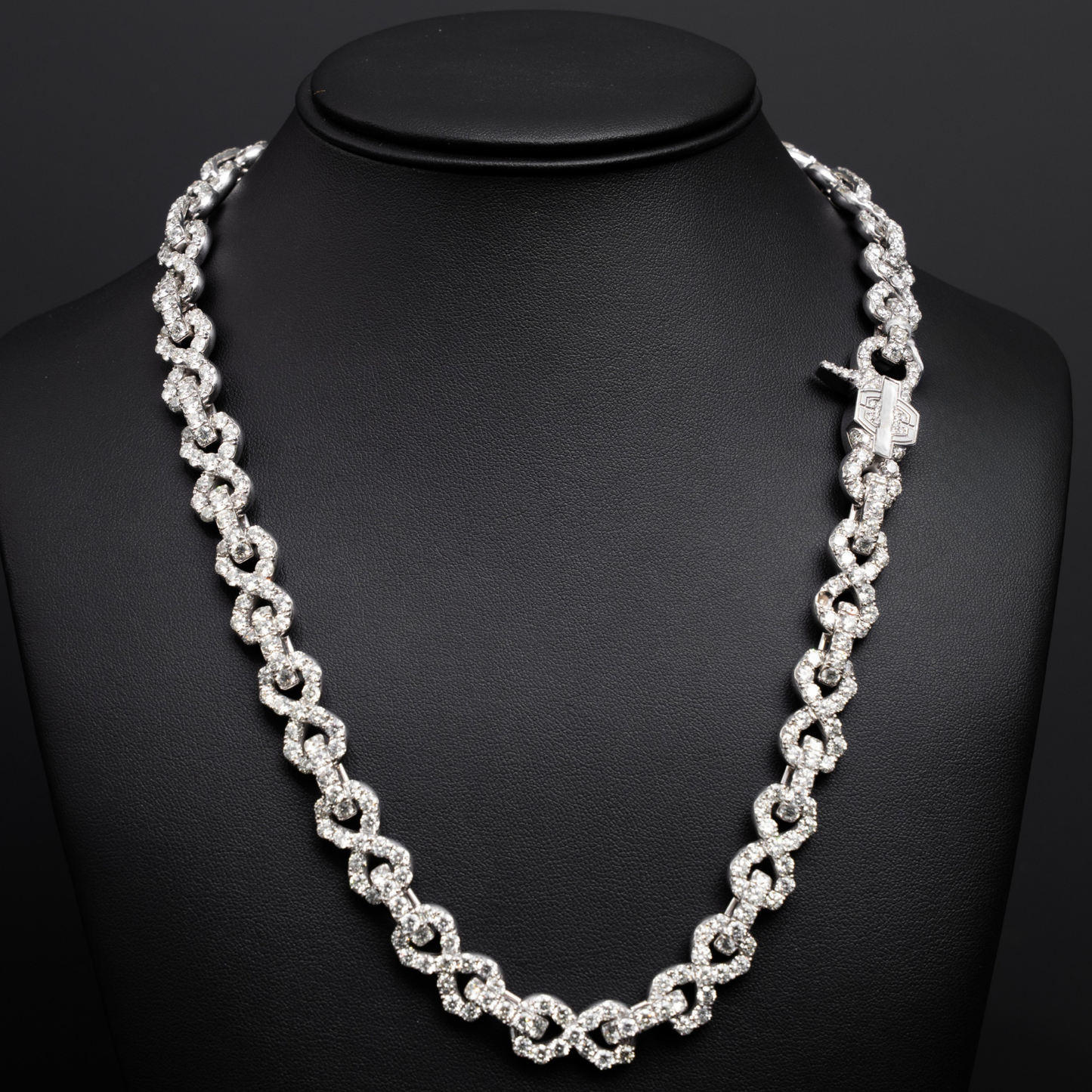 14K White Gold Infinity Link Diamond Necklace - 191.1G - 58.95 CTW - 15 Pointer - 22 Inch