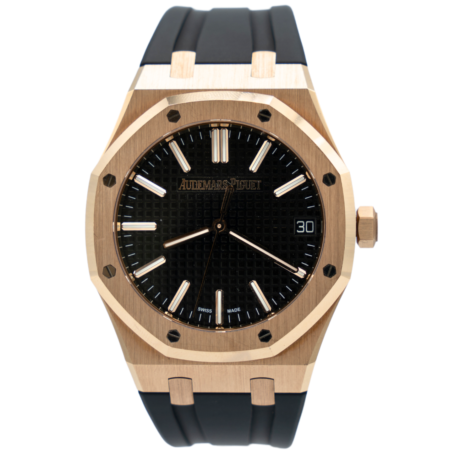 Audemars Piguet Royal Oak Ref. 15510OR.OO.D002CR.02 41MM Rose Gold Black Dial on Rubber