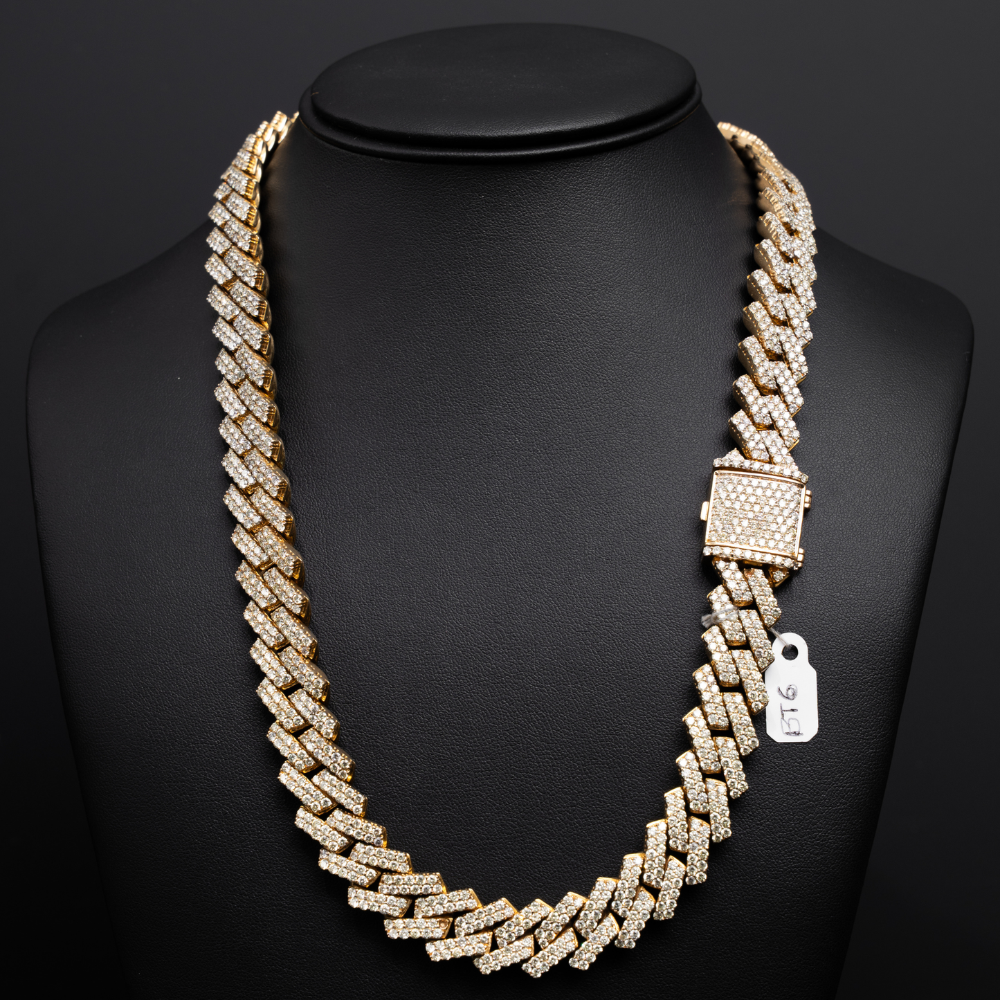 Cuban Chain (10KT) - Yellow Gold - 308G - 22 Inch - 46.46CTW - 2323 Diamonds - 2 POinter - 15.5MM Width