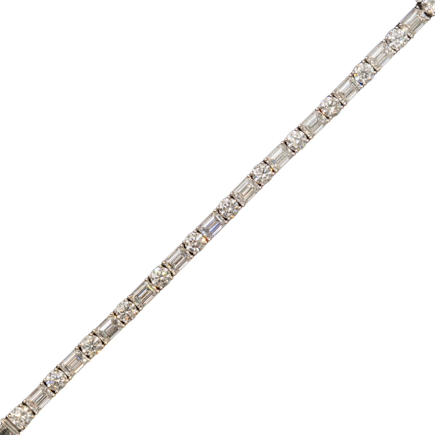 10k White Gold LAB Round and Emerald Cut Tennis Bracelet - 100 pointer rounds + 175 pointer emeralds - 40.85 grams - 35.55 cts - 8 Inches (604139B)