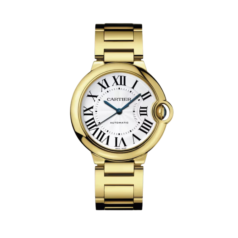 BALLON BLEU DE CARTIER 36 MM YELLOW GOLD WITH SILVER GUILLOCHE DIAL