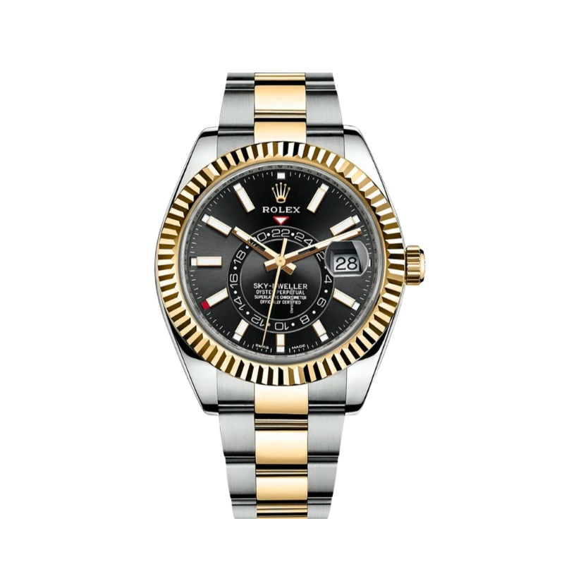 326933 Two Tone Skydweller Yellow Gold Black Dial on Oyster