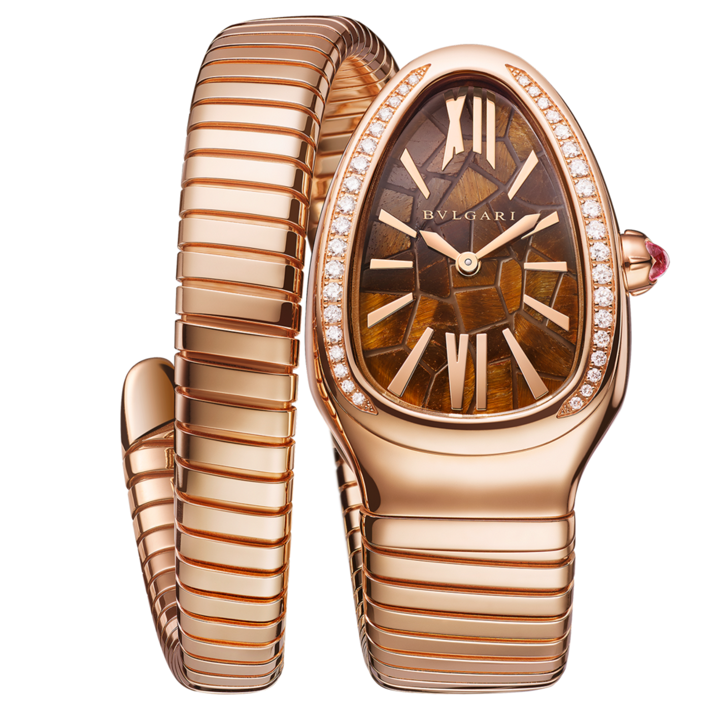 Bvlgari Ref. 104003 Rose Gold Tadoa Chocolate Dial Serpenti Factory Gem Set Bezel Single Coil "Autumn" Limited Edition