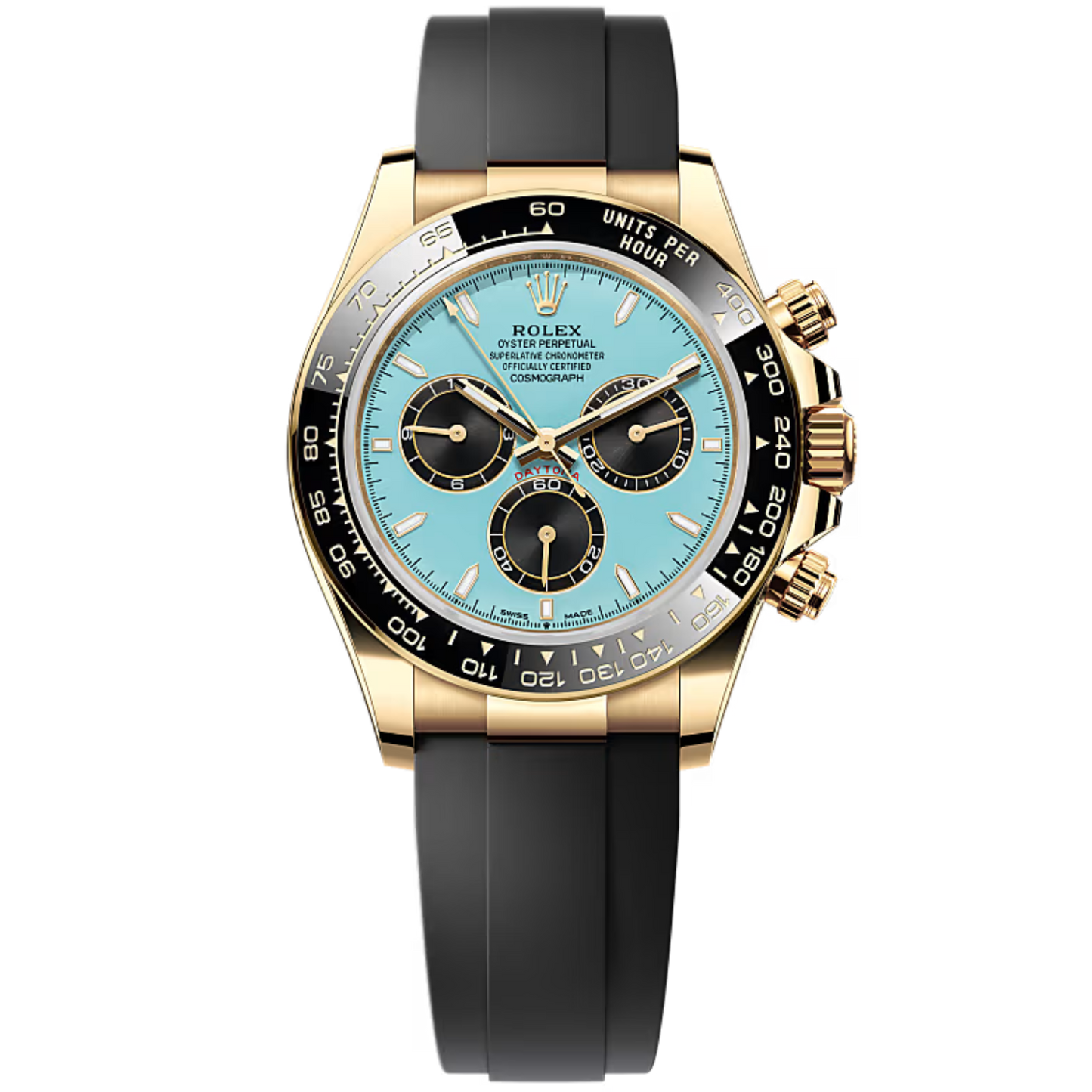 Rolex Daytona Ref. 126518LN Yellow Gold on Oysterflex Blue Dial Black Subdials