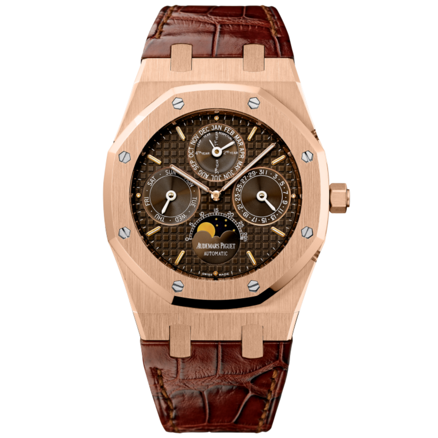 Audemars Piguet Royal Oak Ref. 26252OR.OO.D092CR.01 39MM Rose Gold Chocolate Dial Perpetual Calendar on Leather