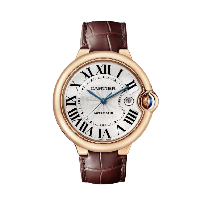 BALLON BLEU DE CARTIER 42 MM ROSE GOLD WITH SILVER GUILLOCHE LACQUER OPALINE DIAL
