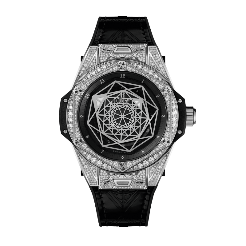 Big Bang 39mm SANG BLEU STEEL PAVÉ