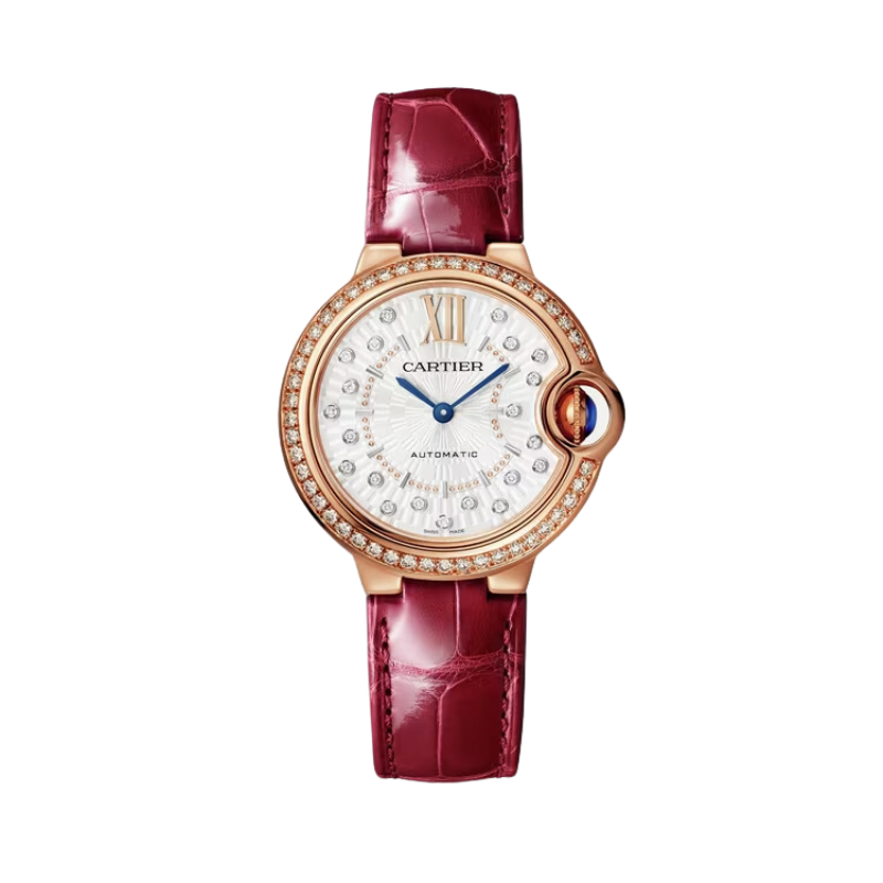 BALLON BLEU DE CARTIER 33 MM ROSE GOLD WITH MATT SILVER STAMPED SUNRAY DIAL