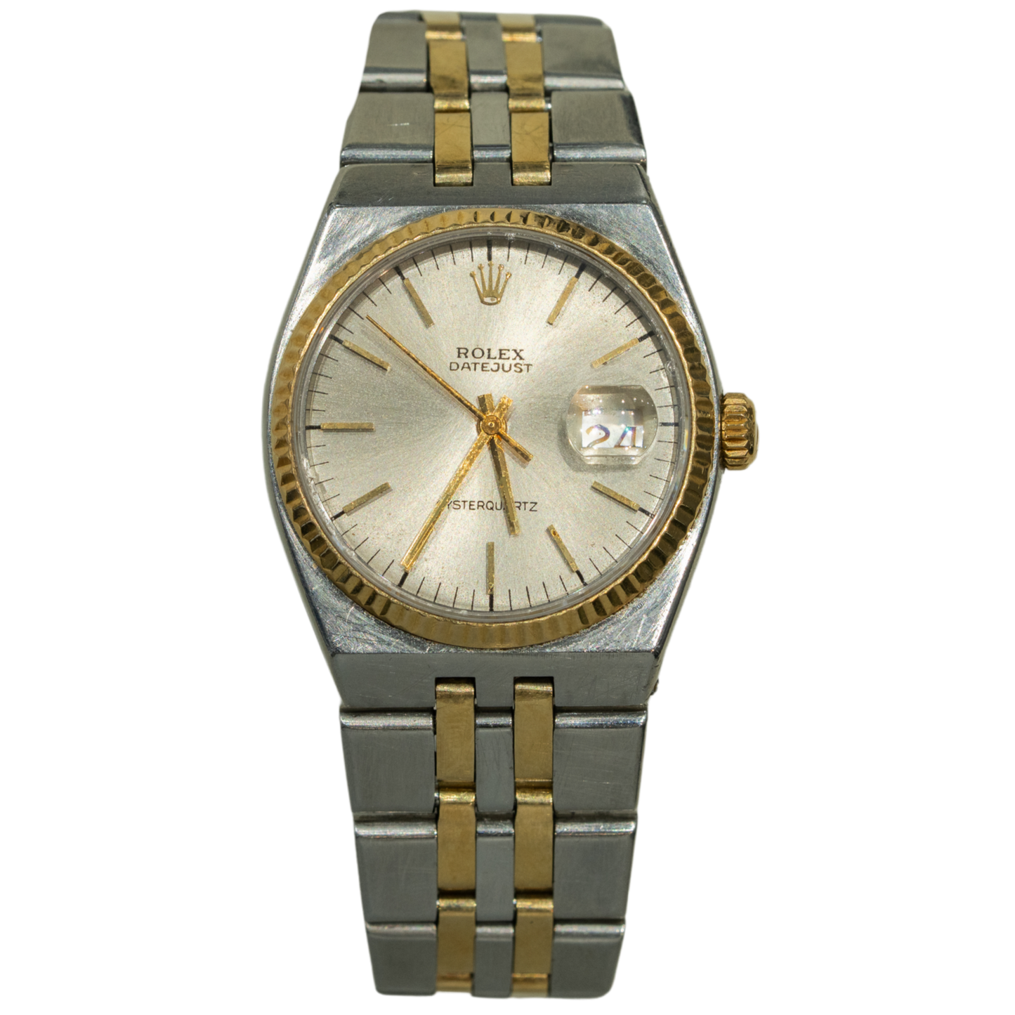 Rolex Datejust Ref. 17013 36MM 2-Tone YG/SS Silver Dial Oysterquartz