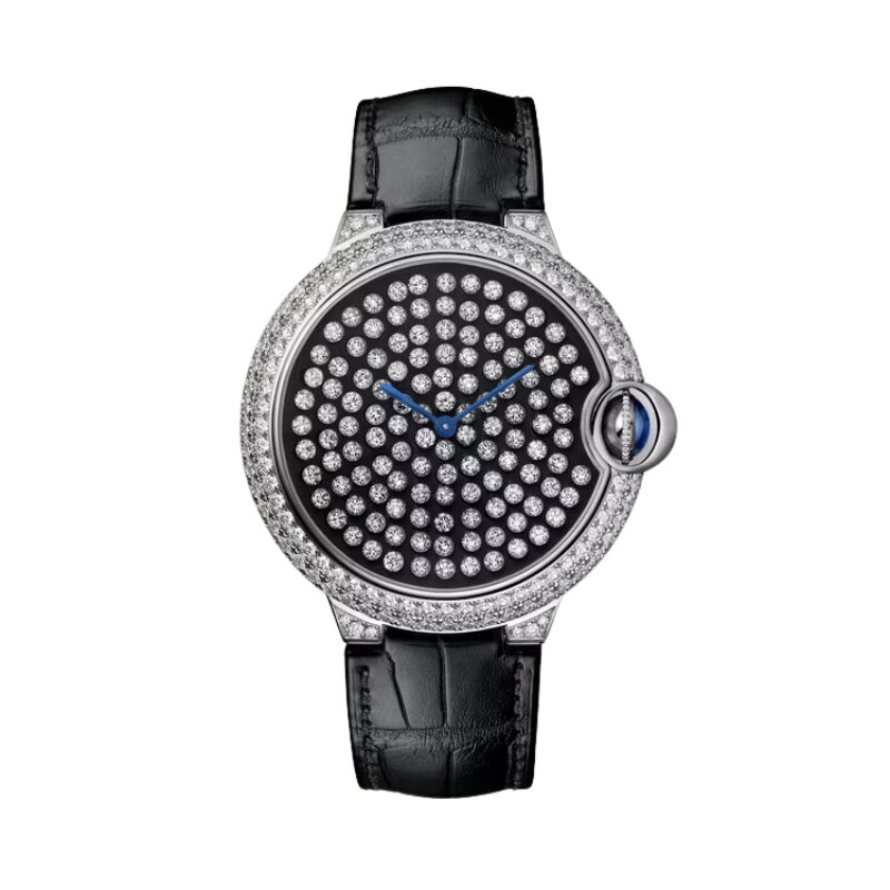 BALLON BLEU DE CARTIER SERTI VIBRANT 42 MM RHODIUMIZED WHITE GOLD WITH WHITE GOLD NAC-TREATED DIAL