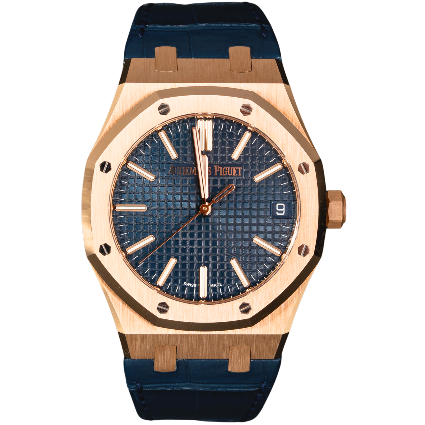 Audemars Piguet Royal Oak Ref. 15510OR.OO.D315CR02 41MM Rose Gold Blue Dial on Leather Full Set Complete 07/2024