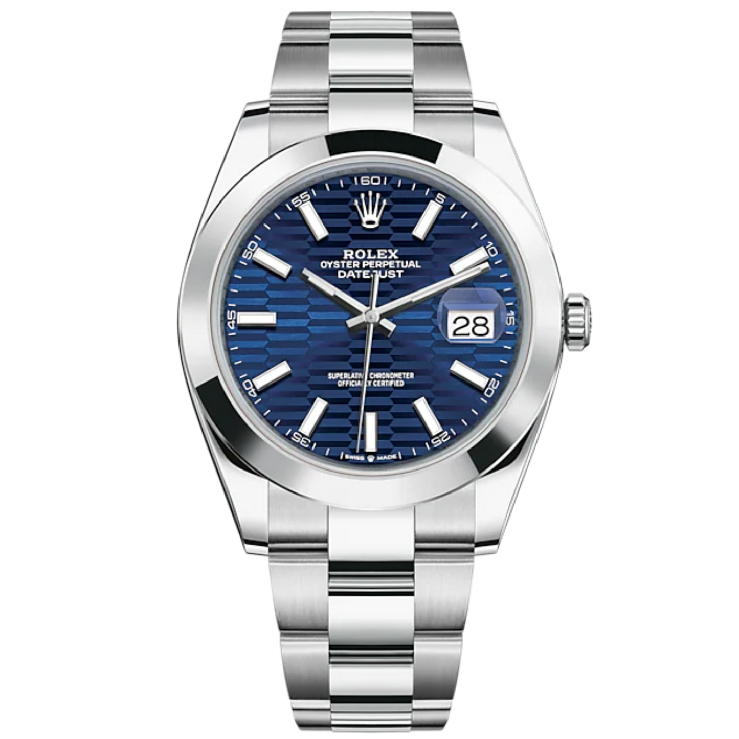 Datejust 41 41mm Oyster Bracelet Oystersteel with Bright Blue Fluted-Motif Dial Oystersteel Bezel