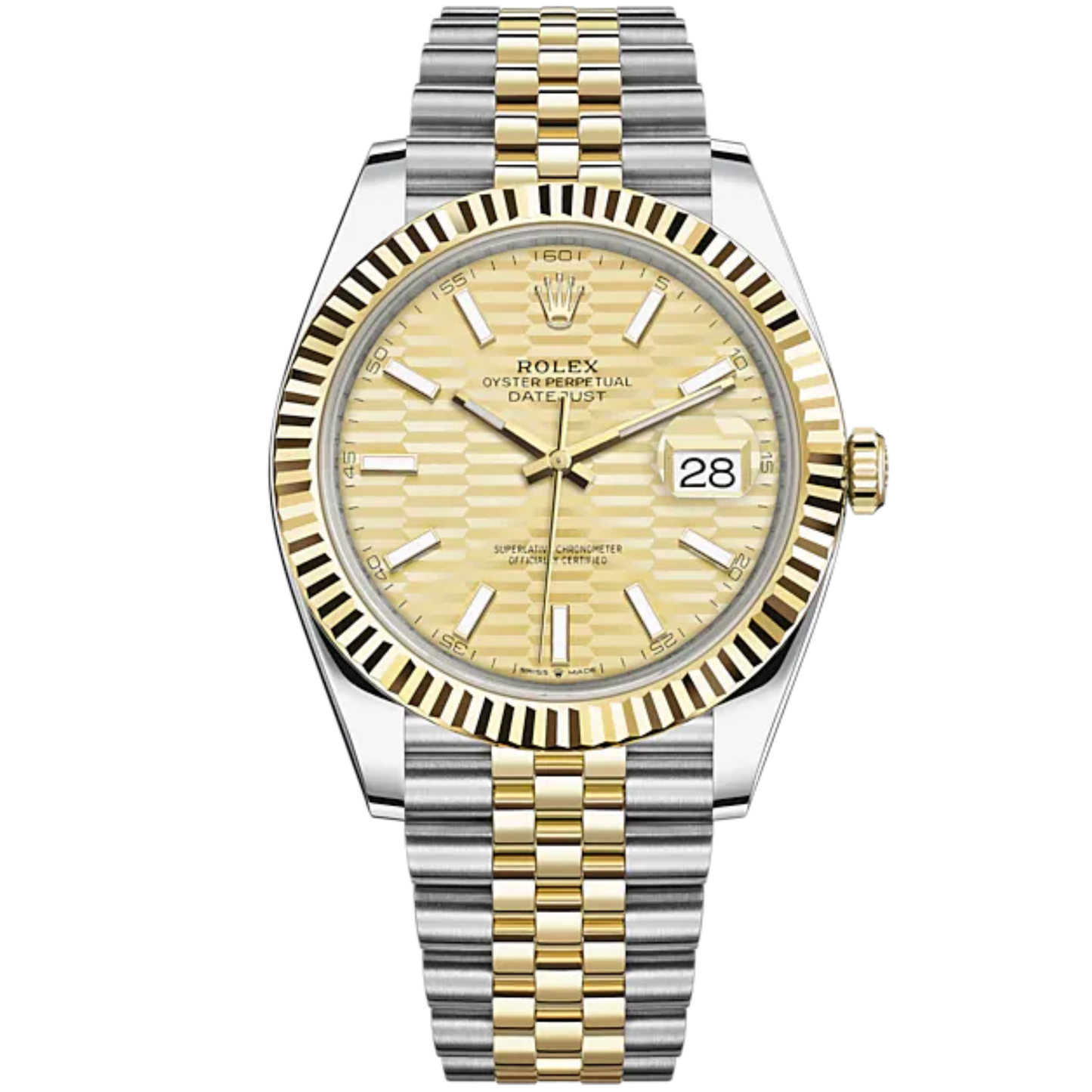 Datejust 41 41mm Jubilee Bracelet Oystersteel and Yellow Gold with Golden Fluted-Motif Dial Fluted Bezel