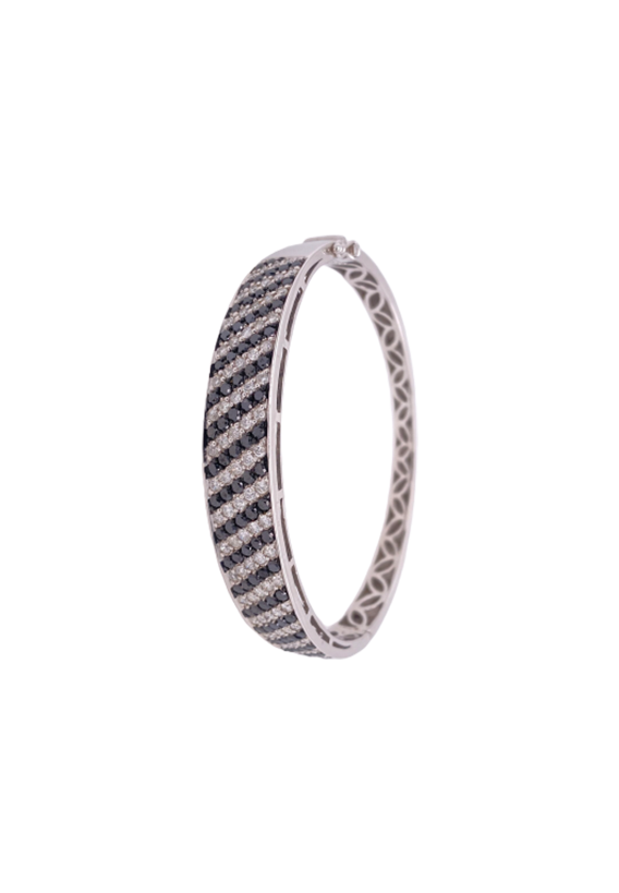 Black Diamond Bangle 14 Karat White Gold 3.95 Carats