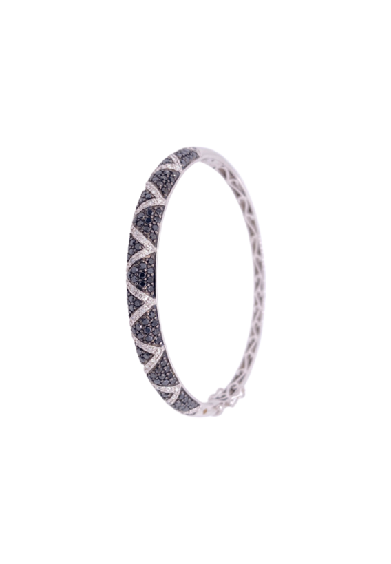 Black Diamond Bangle 14 Karat White Gold 3.36 Carats