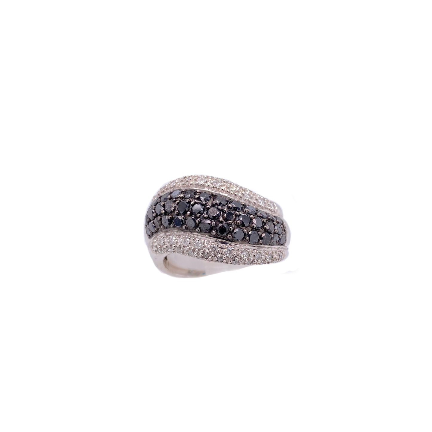 Black Diamond Ring 14 Karat White Gold 1.60 Carats