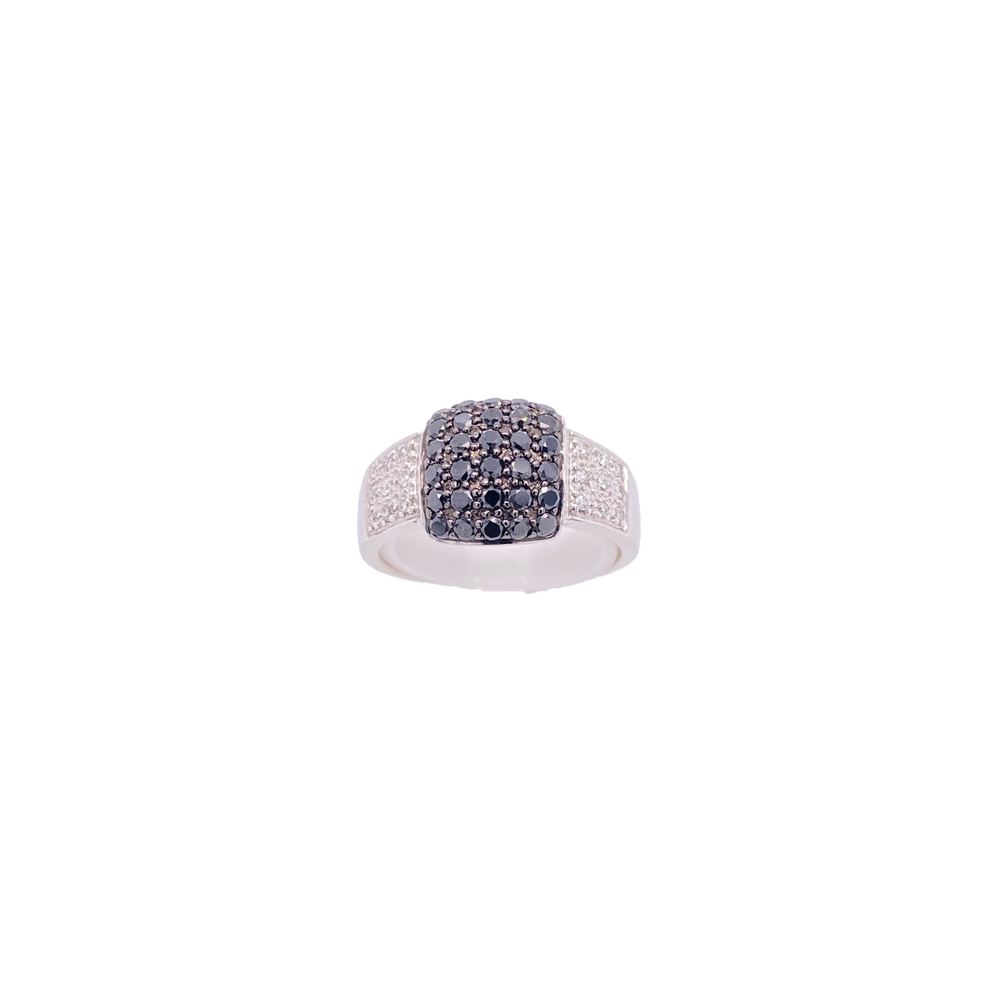 Black Diamond Ring 14 Karat White Gold 0.83 Carats