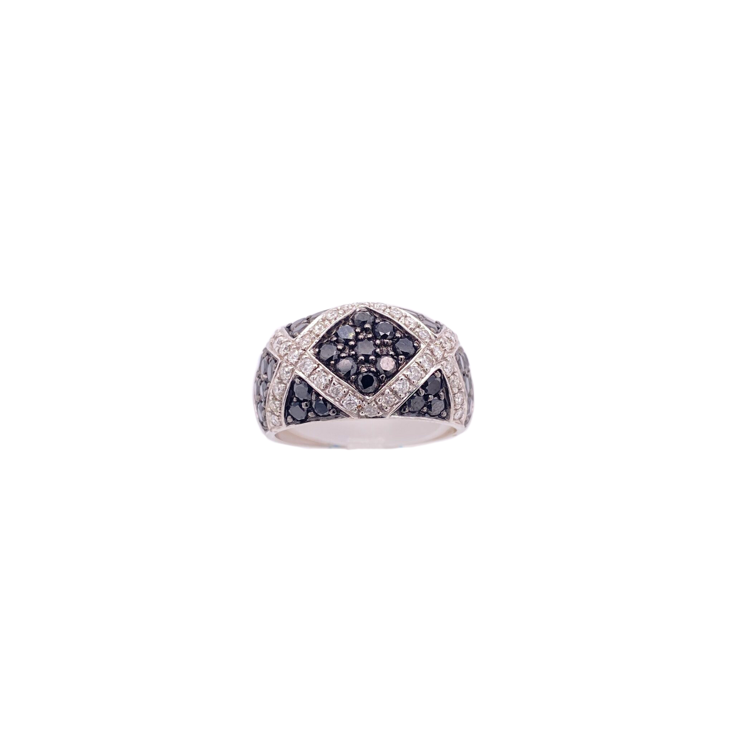 Black Diamond Ring 14 Karat White Gold 1.72 Carats