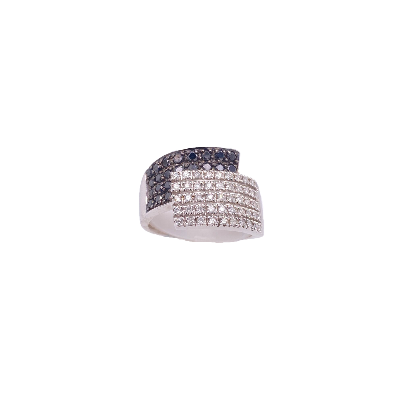 Black Diamond Ring 14 Karat White Gold 0.96 Carats