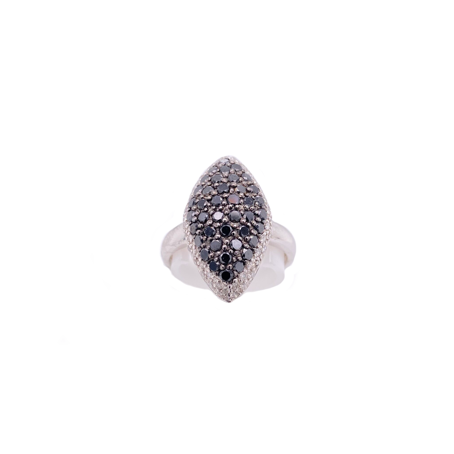 Black Diamond Ring 14 Karat White Gold 1.10 Carats