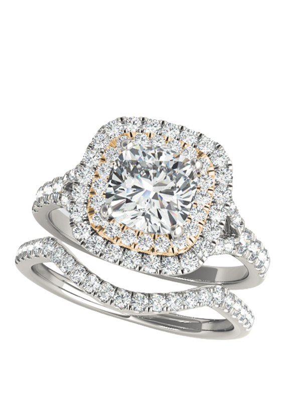CUSHION HALO ENGAGEMENT RING
