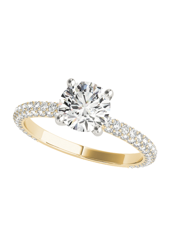 PAVE ENGAGEMENT RING WITH ROUND HEAD