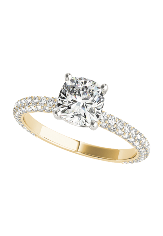 PAVE ENGAGEMENT RING WITH CUSHION HEAD