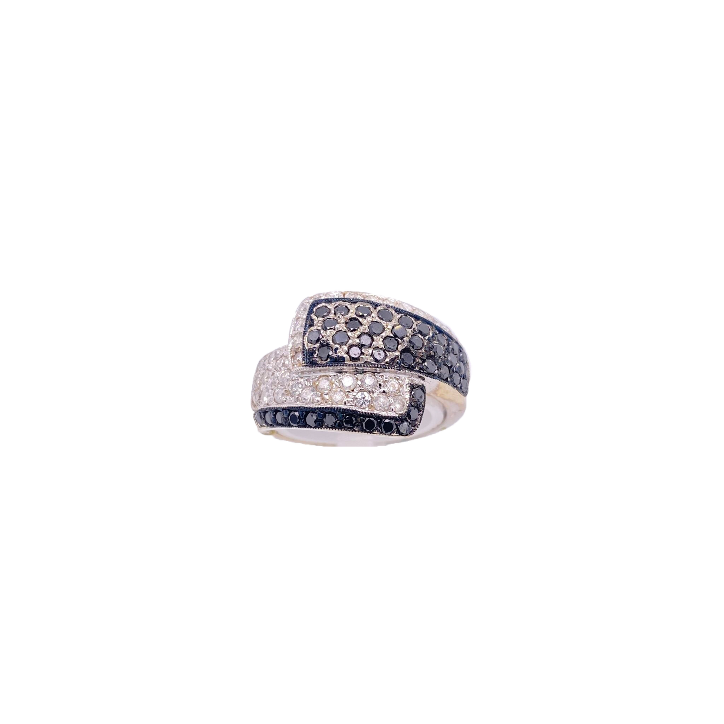 Black Diamond Ring 14 Karat White Gold 1.50 Carats
