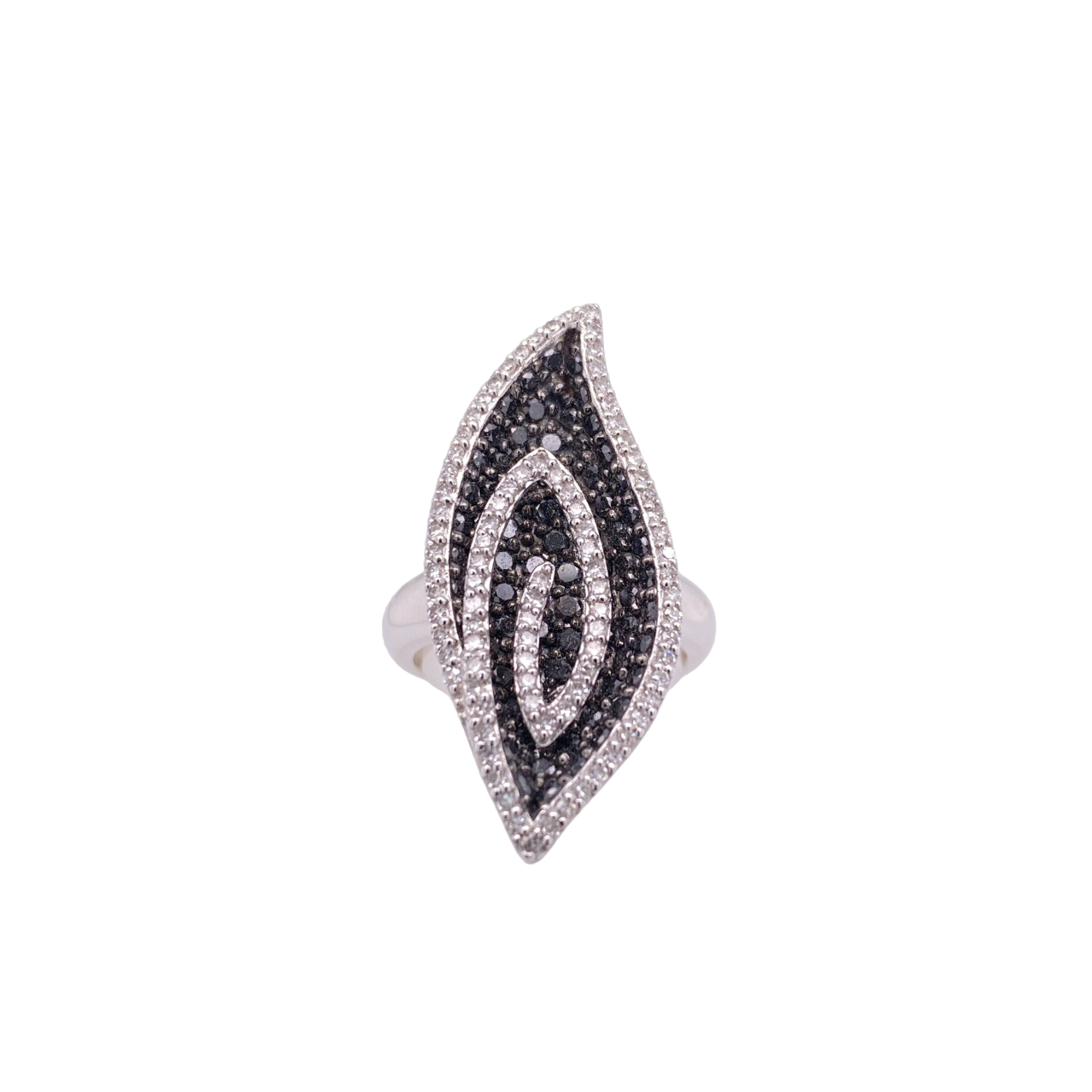 Black Diamond Ring 14 Karat White Gold 2.05 Carats