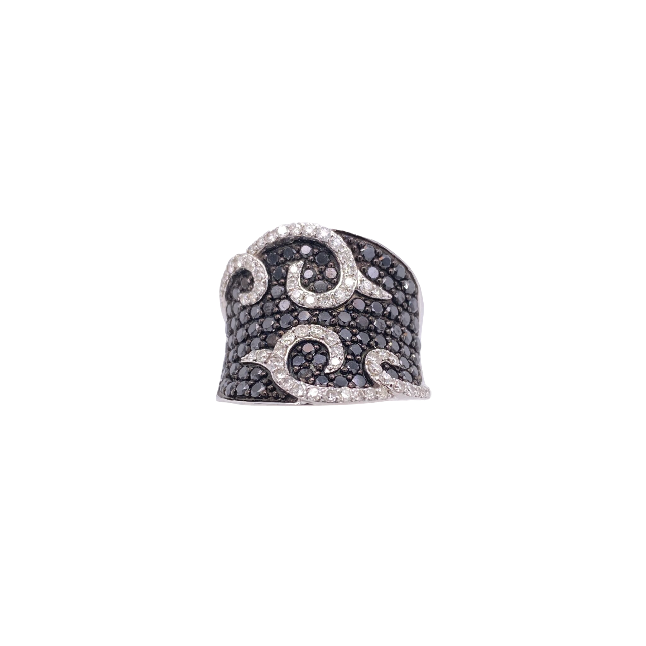 Black Diamond Ring 14 Karat White Gold 2.00 Carats