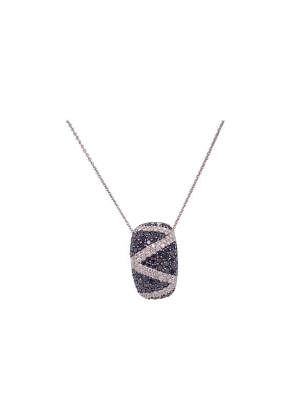 Black Diamond Necklace 14 Karat White Gold 1.55 Carats