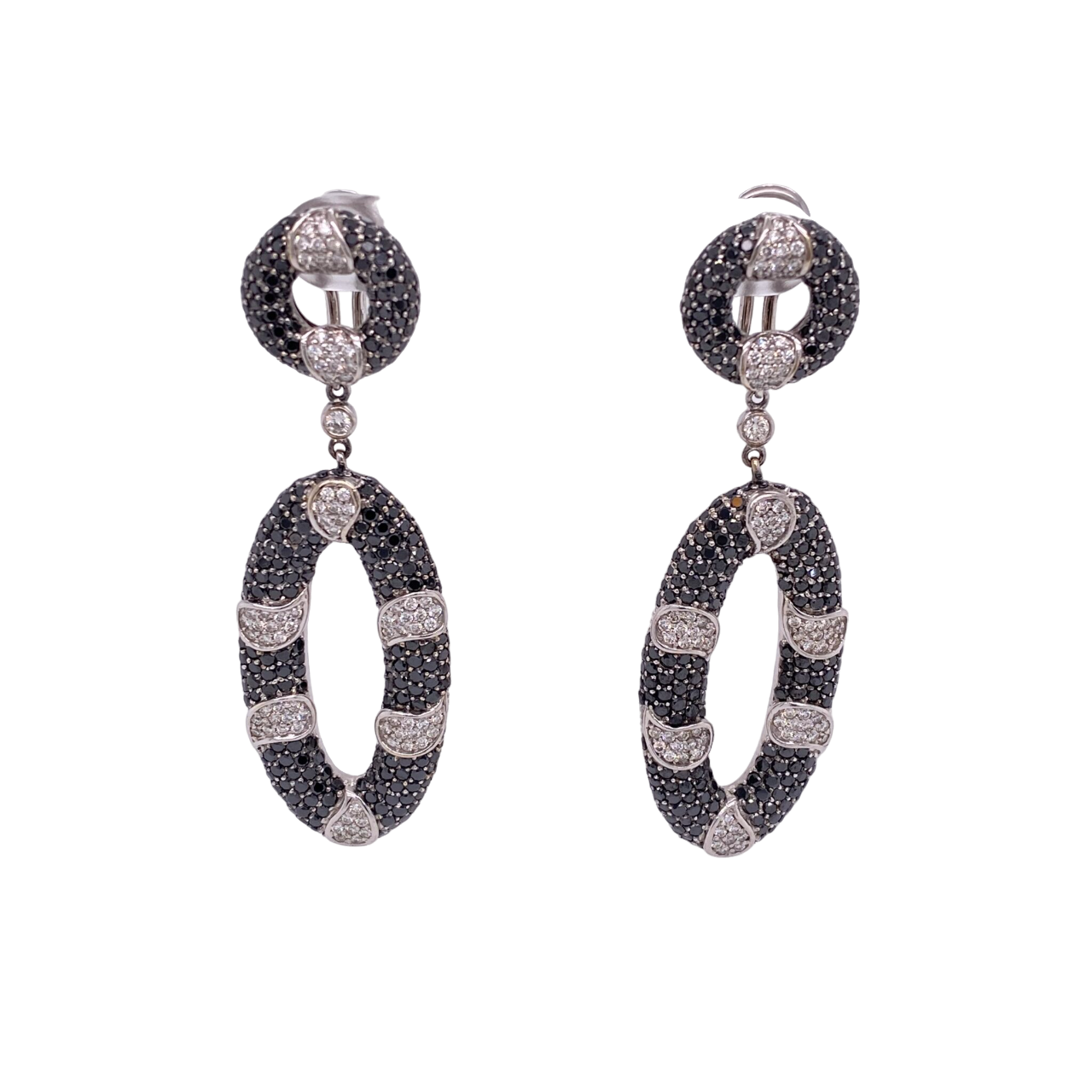 Black Diamond Earrings 18 Karat White Gold 6.73 Carats