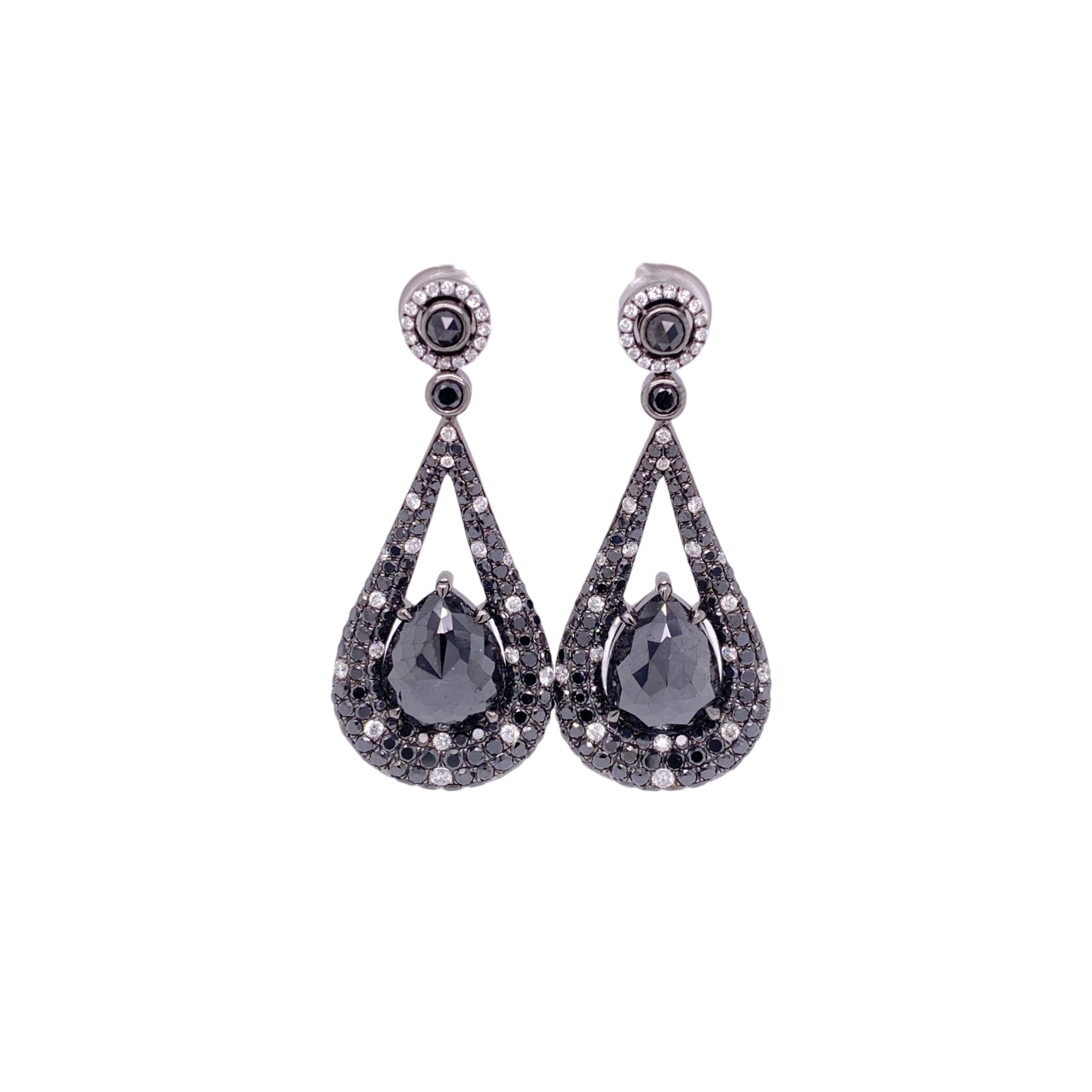 Black Diamond Earrings 18 Karat Black Gold Black Diamond 14.02 Carats