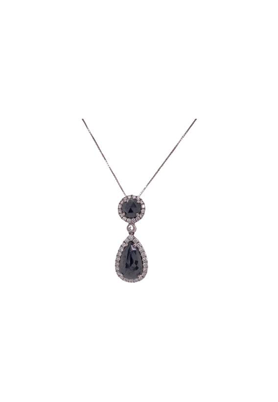 Black Diamond Pendant 18 Karat White Gold 3.67 Carats